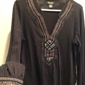 Boho Style Shirt w/ Decorative Beading
